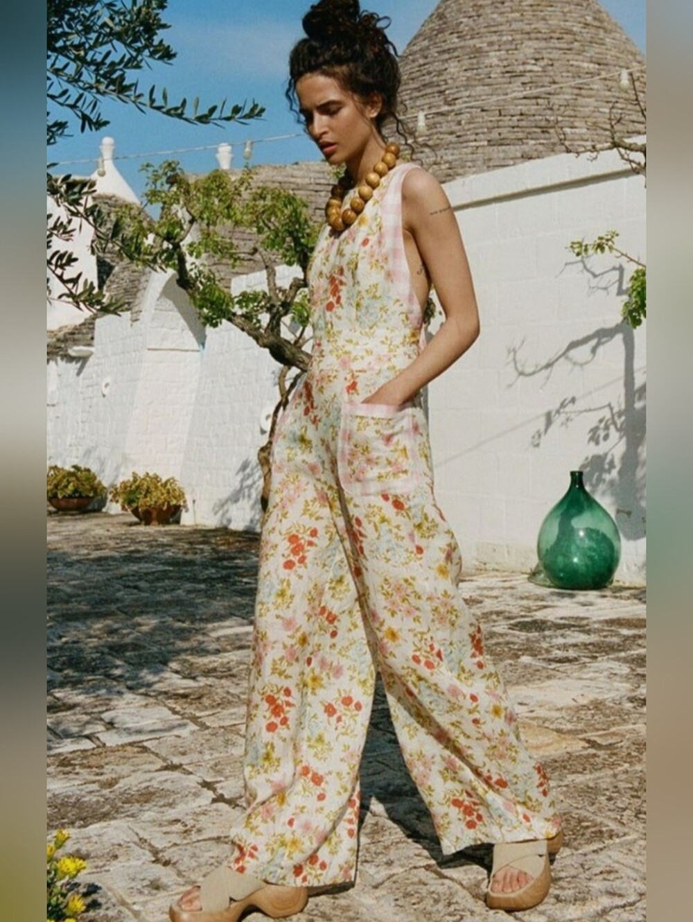 Spell The Flora Linen Jumpsuit in Pastel XS New With Tags